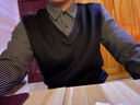 海瀾之家（HLA）包芯紗針織衫25秋季新雙領(lǐng)假兩件撞色刺繡保暖毛衣男上衣外套 藏青20【加絨加厚V領(lǐng)】 M 170/88A 推薦125~136斤 曬單實(shí)拍圖