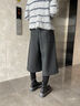 望辰七分闊腿褲女2026新款加厚羊毛呢小個(gè)子八分直筒短褲外穿秋冬褲子 淺灰色 L 110-120斤 曬單實(shí)拍圖