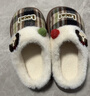 名創(chuàng  )優(yōu)品（MINISO）半包跟棉拖鞋加絨保暖居家室內拖鞋厚底防滑秋冬 藍格底 36-37 曬單實(shí)拍圖