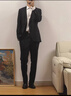 羅蒙西服套裝男士商務(wù)修身西裝男職業(yè)正裝小西服新郎伴郎結婚禮服外套 黑色雙扣【西服+西褲+襯衫】 4XL /190【160-175斤】+7件禮品 曬單實(shí)拍圖