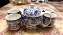 陶瓷杯功夫茶具簡(jiǎn)單茶壺耐熱家用青花瓷茶杯套裝 青花平口杯蝶戀帶竹盤(pán) 曬單實(shí)拍圖