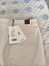 玖姿（JUZUI）商場(chǎng)同款女裝休閑通勤牛仔直筒闊腿褲女冬季 米白色 XS 曬單實(shí)拍圖