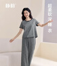 靜韻【超柔軟】涼感睡衣女夏季短袖花邊軟棉棉家居服帶胸墊套裝可外穿 曬單實(shí)拍圖