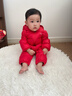 英氏（YEEHOO）嬰幼兒連體衣2025冬季男女寶寶連帽長(cháng)袖加厚保暖羽絨哈衣超韌絨 新年紅 80 cm （建議9-18個(gè)月） 曬單實(shí)拍圖