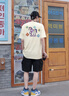 nasawassup美式短袖t恤男2026夏天爆款拼色寬松印花半袖潮流學(xué)生情侶裝通勤 米黃杏 S 建議80-105斤 曬單實(shí)拍圖