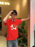 真維斯（Jeanswest）本命年短袖t恤男紅色2026新款男士新年衣服重磅純棉寬松情侶體恤 紅色(彩云馬) L (175)(收藏加購優(yōu)先發(fā)) 曬單實(shí)拍圖