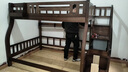 坤洲全實(shí)木兒童床胡桃木色高低床上下鋪成人子母床上下床上下層實(shí)木床 柜梯款+書(shū)架抽屜床墊+上鋪繪本架 上鋪寬1.3米 下鋪寬1.5米 曬單實(shí)拍圖