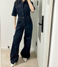 MISS SIXTY2025秋季新款牛仔連體褲女復古工裝風(fēng)寬松高腰闊腿褲 黑藍 L 曬單實(shí)拍圖