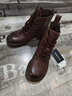 SUSTYLE奢侈高端品牌馬丁靴女士真皮短靴厚底2025秋冬粗跟百搭休閑短筒靴 棕色加絨 36 曬單實(shí)拍圖