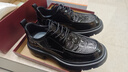 奧爾彼男士皮鞋男漆皮鱷魚(yú)紋商務(wù)正裝韓版潮流英倫風(fēng)新郎結婚鞋子男黑色 黑色 40 曬單實(shí)拍圖