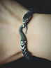 吾蟲(chóng)原創(chuàng  )銀蛇頭手鏈鑲金銜尾蛇手環(huán)復古霸氣個(gè)性男生潮酷情侶禮物 做舊款 小號185mm 曬單實(shí)拍圖