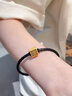 蓓影足金黃金手鏈個(gè)性路路通黃金轉運珠皮繩手鏈飾品串本命年生日禮物 守護(備注皮繩的顏色和長(cháng)度) 曬單實(shí)拍圖