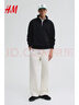 H&M男裝女裝衛衣2025新款加絨情侶休閑重磅潮流立領(lǐng)套衫1241739 黑色014 L 175/108 曬單實(shí)拍圖