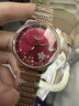 沖浪琴師瑞士認證正品防水女士手表全自動(dòng)防水機械表時(shí)尚夜光奢華鑲鉆女表 勃艮第紅鋼帶款 32mm 曬單實(shí)拍圖