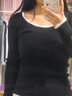 鹿珊伍撞色花邊針織衫秋冬修身方領(lǐng)高級感打底毛衣女時(shí)髦內搭上衣針織衫 花邊打底針織衫【黑色】 均碼 曬單實(shí)拍圖