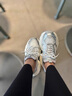 美洋（MEIYANG）銀武士老爹鞋 酷帥炸街網(wǎng)紗拼接圓頭厚底休閑鞋百搭新款女鞋 銀色 36 曬單實(shí)拍圖