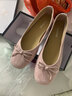 達芙妮平底單鞋女2026新款夏天多巴胺鞋子舒適真皮軟底芭蕾舞鞋子 粉色 38 曬單實(shí)拍圖