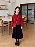 小豬彼特女童連衣裙秋冬季套裝兒童2026新款紅色毛衣大童金絲絨本命年裙子 4538黑色 150 cm 曬單實(shí)拍圖