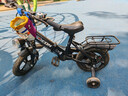 飛鴿兒童自行車(chē)3-6-10-12歲帶輔助輪小孩兒童折疊自行車(chē)腳踏單車(chē) 黑色 一體輪 避震前叉 后座版 12寸【適合80-115厘米】 曬單實(shí)拍圖
