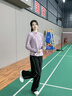 徽格兒（phigeer）春秋季羽毛球服運動(dòng)套裝女寬松顯瘦闊腿褲網(wǎng)球服長(cháng)袖戶(hù)外跑步服 粉紫兩件套（黑褲） M 曬單實(shí)拍圖