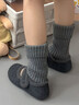 莫代爾3雙襪子女秋冬新款豎條紋針織襪套保暖顯瘦小腿襪百搭休閑堆堆襪 曬單實(shí)拍圖