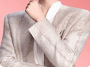 百圖betu女裝秋季新款短外套懷舊復古落肩袖牛仔外套女2408T57 牛仔色 S 曬單實(shí)拍圖