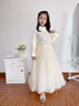 小咔衣濃（Xiaokayinong）女童禮服生日宴高端小主持人長(cháng)袖花童婚紗兒童鋼琴演奏演出服冬季 香檳色3929長(cháng)袖長(cháng)款連衣裙（加絨） 130 曬單實(shí)拍圖