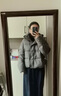艾萊依陳都靈同款女士羽絨服泡芙短款連帽抽繩保暖冬新年外套 夜鶯灰M 曬單實(shí)拍圖