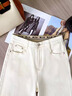 美思源九分直筒牛仔褲女小個(gè)子加絨加厚2025秋冬新款白色高腰顯瘦煙管褲 奶白色九分加絨 M 【97-110斤】 曬單實(shí)拍圖