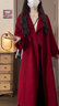 GARNUO紅色雙面羊毛大衣女秋冬季結婚訂婚禮服新娘敬酒服小個(gè)子毛呢外套 紅色 S 【85-110斤】 曬單實(shí)拍圖