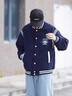 情侶裝美式學(xué)院風(fēng)撞色棒球服2026新款設計感潮牌寬松休閑夾克外套  男女同款 藏青色棒球服外套 (單件) L 曬單實(shí)拍圖