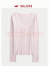 HOLLISTER【甜美百搭】25秋修身蕾絲系帶長(cháng)袖內搭T恤女裝339-5253 淺粉色 S (165/84A) 曬單實(shí)拍圖
