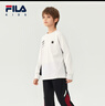 FILA【斐暖功能】斐樂(lè )兒童長(cháng)袖T恤2025冬季新款男中大童加絨上衣 牧筠白-IV 175 曬單實(shí)拍圖