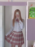 唐努烏（Tang Nu wu）【8件套】少女JK制服百褶格裙襯衫校服正半身學(xué)院風(fēng)短裙子女學(xué)生 樹(shù)莓紅茶套裝 XS 【65-75斤】 曬單實(shí)拍圖