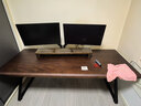尚木青品胡桃木大板實(shí)木電腦桌臺式電競家用書(shū)桌子學(xué)習寫(xiě)字雙人辦公長(cháng)條桌 【K型鋼架腿】黑胡桃木-基礎款 200x80x75cm 曬單實(shí)拍圖