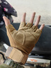 軍利手套騎行冬季防風(fēng)保暖戰術(shù)手套運動(dòng)登山防滑耐磨防寒摩托車(chē)手套 【春秋款】黑鷹半指沙色 L碼 曬單實(shí)拍圖