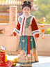 安妮優(yōu)兒（Anneyol）漢服女童冬季2025新款兒童國風(fēng)冬裝拜年服古風(fēng)加絨加厚古裝馬面裙 紅色套裝【上衣+裙子】 110 曬單實(shí)拍圖