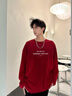 BJHG不計后果 重磅長(cháng)袖男t恤春季2026新款美式休閑做舊潮針織打底衫女 朱燃紅 XL 曬單實(shí)拍圖