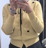 香影甜美鵝黃色針織小開(kāi)衫女2025冬季新款?lèi)?ài)心蝴蝶結系帶毛衣上衣 透明黃 S 155/80A/85-95斤 曬單實(shí)拍圖