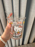 Kitty貓玻璃杯子家用ins可愛(ài)凱蒂貓高顏值居家辦公牛奶咖啡吸管杯 kitty貓玻璃杯+玻璃吸管 350ML【加厚 防燙 耐高溫】 曬單實(shí)拍圖