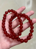 嶼琦天然紅瑪瑙玉鐲珠寶手串本命年朱砂手鏈紫金砂轉運珠紅繩 紅瑪瑙【8MM】 曬單實(shí)拍圖