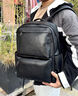 ROADMAKER高端商務(wù)休閑頭層牛皮背包商務(wù)簡(jiǎn)約電腦書(shū)包大容量真皮男士雙肩包 黑色 曬單實(shí)拍圖