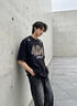 404MOBGANG[章若楠同款]豹紋馬毛刺繡美式復古短袖T恤男女涼感防曬潮T 黑色 L 曬單實(shí)拍圖