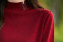 羅蒙（ROMON）純羊毛衫半高領(lǐng)本命年紅色打底衫女新款時(shí)尚內搭大碼秋冬針織毛衣 100%羊毛絨-安可拉紅-女裝十大品牌 XL (115-130斤) 曬單實(shí)拍圖