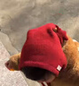 寶寶護耳帽子冬季韓版男孩針織精靈帽秋冬天加厚嬰兒童保暖毛線(xiàn)帽 星星護耳-酒紅色 建議6個(gè)月-3歲 曬單實(shí)拍圖
