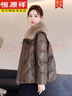 恒源祥海寧真皮羽絨服女短款秋冬2025新款綿羊皮減齡領(lǐng)皮草加厚皮衣外套 咖色 L (建議126-140斤) 曬單實(shí)拍圖