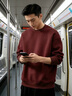 貴色高端重磅棗紅色美式復古衛衣男春秋季潮牌寬松基礎男士上衣 棗紅 L  適合120-140斤 曬單實(shí)拍圖