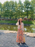 啄木鳥(niǎo)波西米亞風(fēng)印花吊帶洋裝套裝女鏤空開(kāi)衫三亞海島度假長(cháng)裙兩件套春 兩件套 S 110斤內 曬單實(shí)拍圖