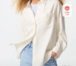 優(yōu)衣庫女裝法蘭絨襯衫/長(cháng)袖襯衣481168 01 乳白色 M 曬單實(shí)拍圖