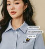 茵曼（INMAN）茵曼米雷系列萌寵刺繡純棉襯衫2025冬女裝新款長(cháng)袖襯衣 藍灰色 M 曬單實(shí)拍圖